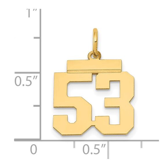 14k Yellow Gold, Athletic Collection, Small Polished Number 53 Pendant - Picture 4 of 5
